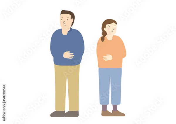 Fototapeta そっぽを向いて立っている若い夫婦