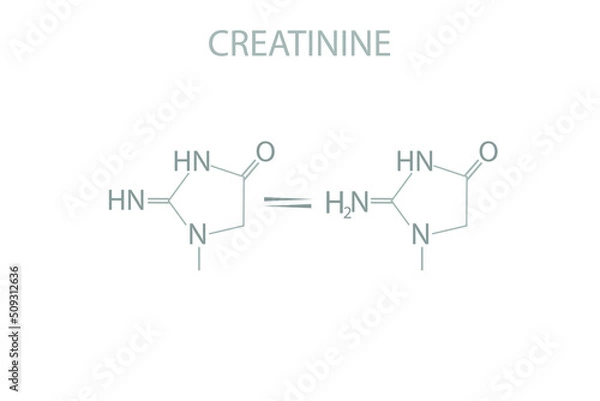 Fototapeta Creatinine molecular skeletal 3D chemical formula.	