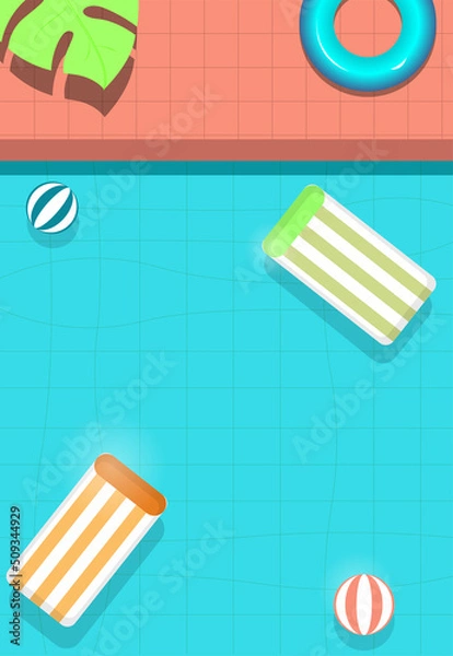 Fototapeta summer template on the background of the pool . view from above. Design of advertising banners. vector illustration.