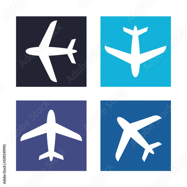 Obraz Airplane model set, silhouette illustration in the sky. Vector illustration.