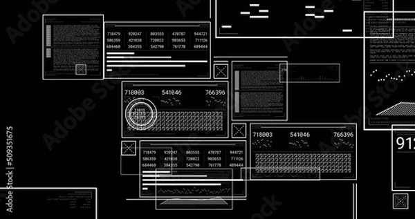 Fototapeta Image of data processing over black background