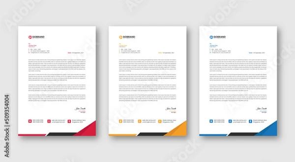 Fototapeta letterhead template vector, minimalist style, printing design, business template, flyer layout, Blue concept