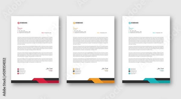 Fototapeta Creative Letterhead Template with red blue  Elements