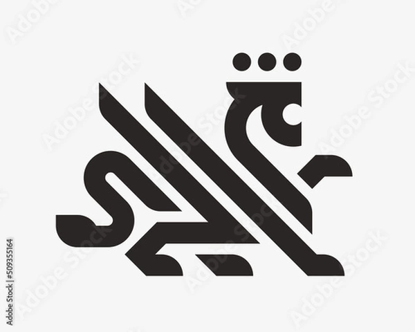 Fototapeta Winged lion modern logo. King heraldic emblem design editable for your business. Vector illustration.