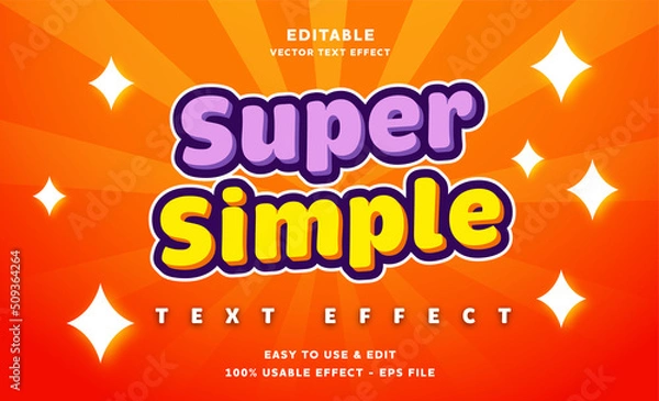 Fototapeta super simple editable text effect with modern and simple style, usable for logo or campaign title
