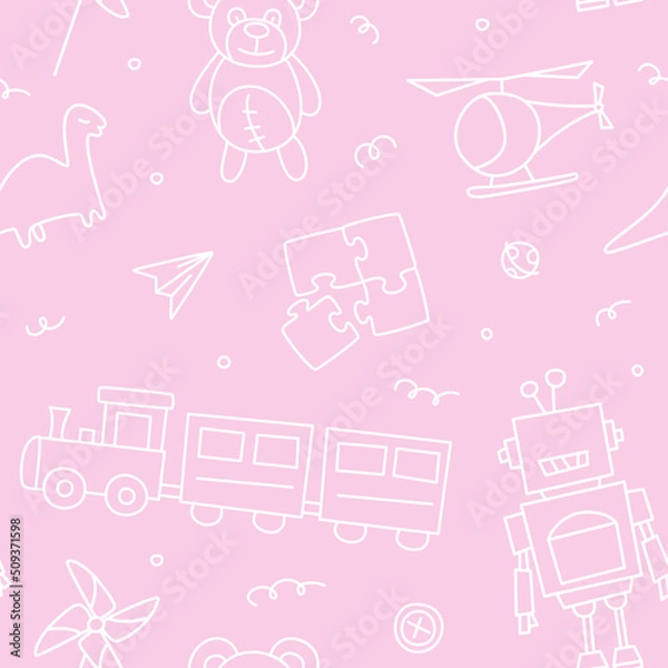 Obraz Seamless pattern. Toy cute pink background