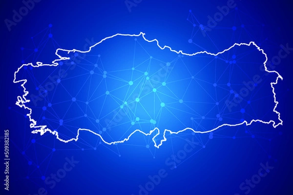 Fototapeta Turkey Map Technology with network connection background