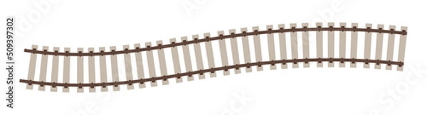 Fototapeta Realistic train track railroad contour, vector illustration	
