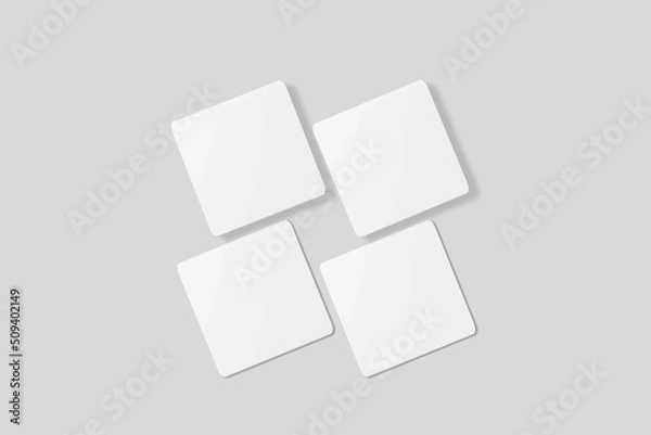 Fototapeta Blank square business card for mockup. 3D Render.