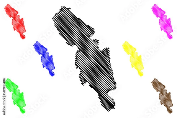Fototapeta Bute island (United Kingdom of Great Britain and Northern Ireland, Scotland, Orkney Islands) map vector illustration, scribble sketch Isle of Bute map