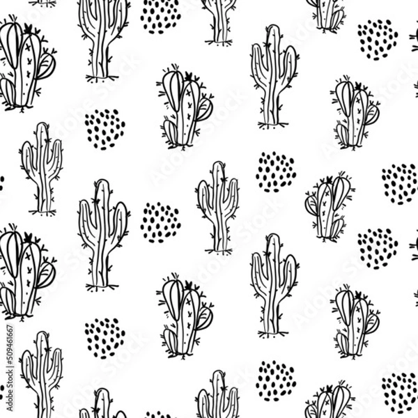 Obraz cactus seamless pattern vector flower summer plant garden Desert botanica isolated repeat wallpaper background