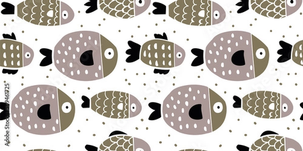 Obraz Cute fish. Kids background. Seamless pattern