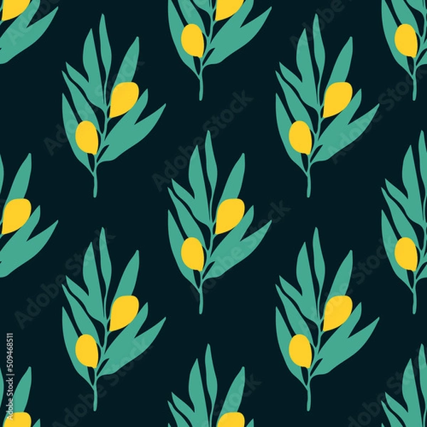 Fototapeta seamless repeat pattern with summer flowers and leafs vector illustration design 