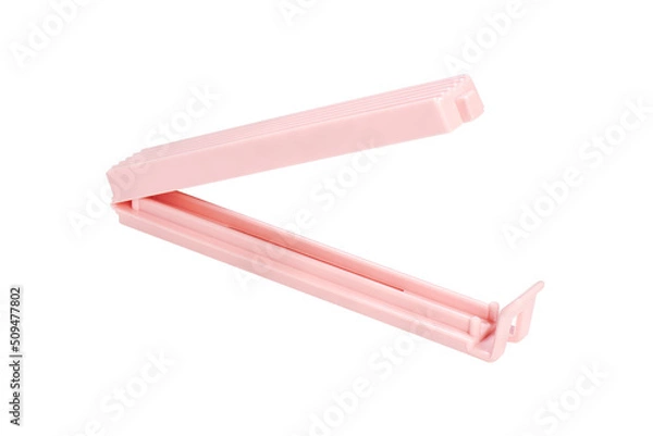 Obraz Plastic bag clip on a white background, photo stacking