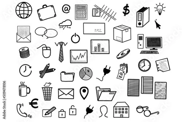 Obraz Business / Büro - 47 Icons, Cliparts, Sketchnotes, Doodles	
