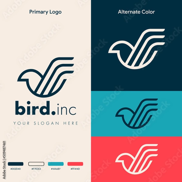 Obraz minimal simple bird logo concept