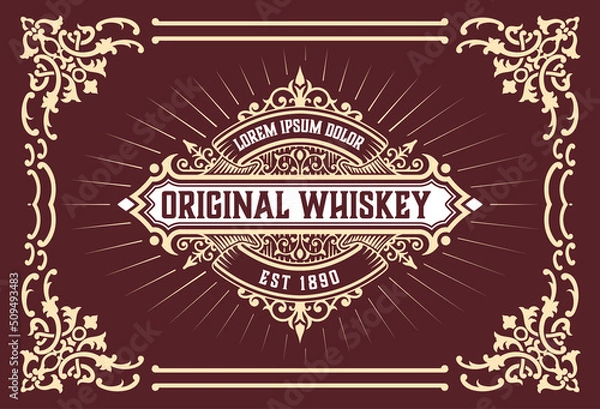 Fototapeta Whiskey label with old frames