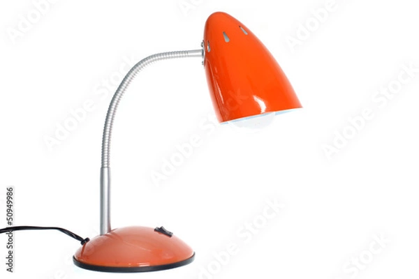 Obraz Retro orange table lamp on on white background