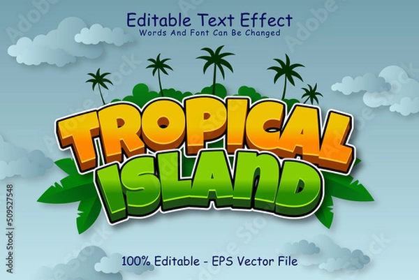 Obraz Tropical island editable Text effect 3 Dimension emboss cartoon style