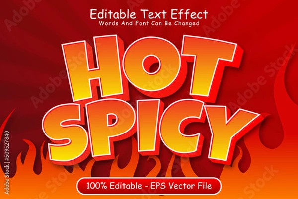 Obraz Hot spicy editable Text effect 3 Dimension Emboss cartoon style