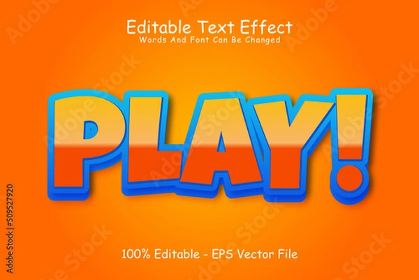 Fototapeta Play editable Text effect 3 Dimension Emboss cartoon style