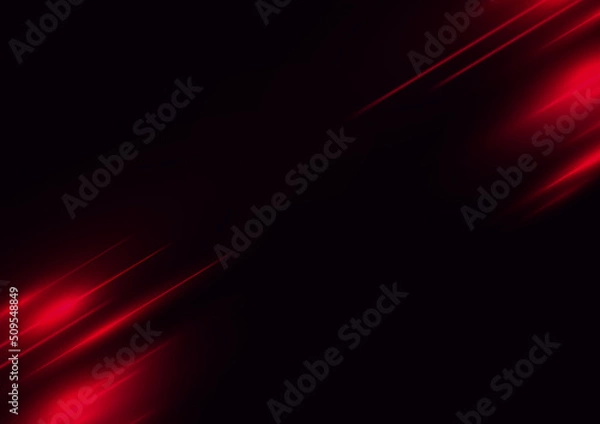 Obraz Abstract red speed neon light effect on black background vector illustration.