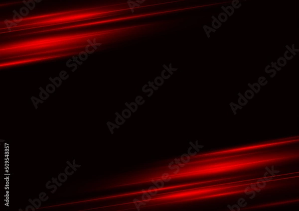 Obraz Abstract red speed neon light effect on black background vector illustration.