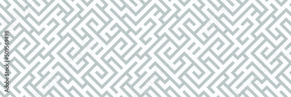 Fototapeta Vector widescreen seamless background. Maze backdrop. Labyrinth illustration.