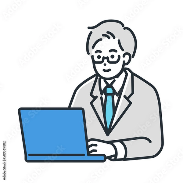 Fototapeta 事務作業を行うスーツを着た男性。