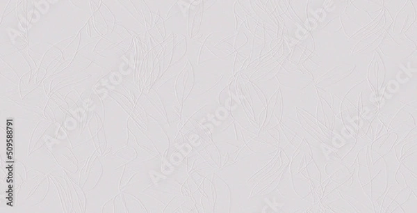 Obraz Tekstura z motywem florystycznym, efekt tłoczonego papieru w kolorze cieplej szarości, grafika cyfrowa przeznaczona do druku na tkaninie, ozdobnym papierze, płytkach ceramicznych, tapecie.