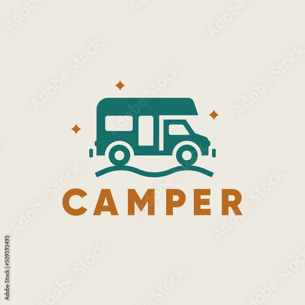 Obraz Camper Motor Home modern logo design icon vector.