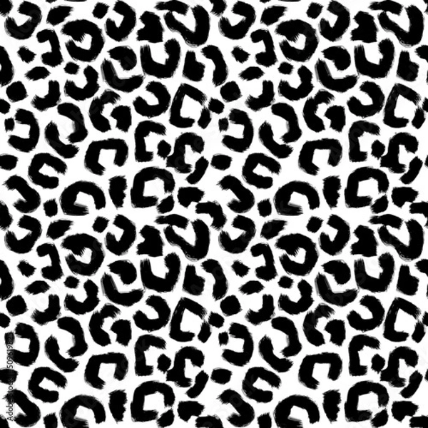 Fototapeta Leopard skin artwork imitation print. Vector seamless pattern