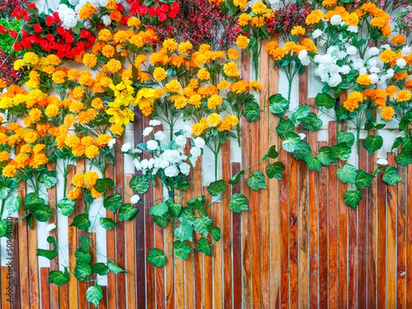 Obraz fence with flowers