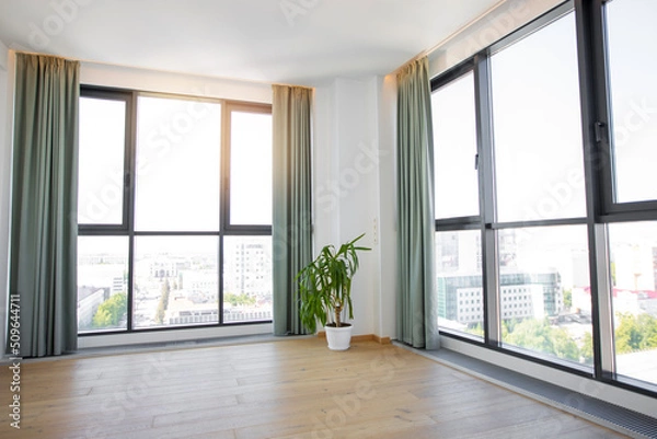 Fototapeta spacious panoramic windows in the apartments