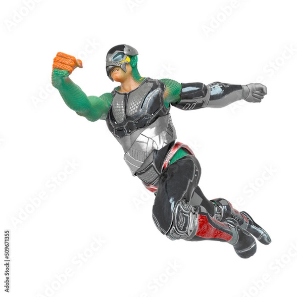 Fototapeta orc soldier from the deep is jumping to give a super punch