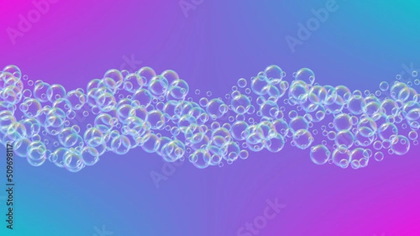 Fototapeta Bathtub foam. Detergent soap bubble and suds for bath. Shampoo.