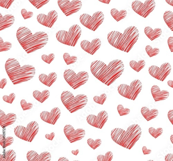Obraz Seamless red hearts background