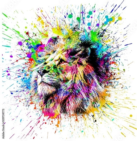 Obraz illustration with lion of an background with splashes 