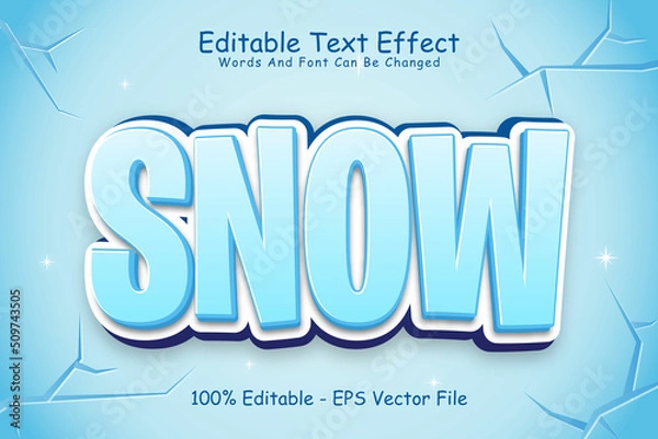 Obraz Snow Editable Text Effect 3 Dimension Emboss Modern Style