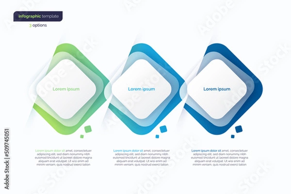 Fototapeta Abstract vector gradient minimalistic infographic template composed of 3 rounded squares