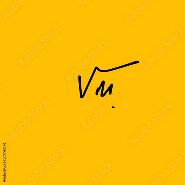 Fototapeta Initial Letter Vm handwriting logo hand drawn template vector