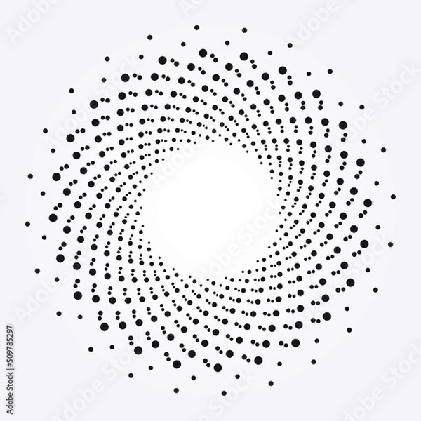 Obraz Halftone circular frame logo. Fabric design element. Halftone circle dots texture, pattern, object, banner. Vector design element for various purposes.