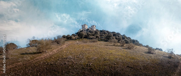 Fototapeta Panoramic view of Almodovar Castle in Cordoba.