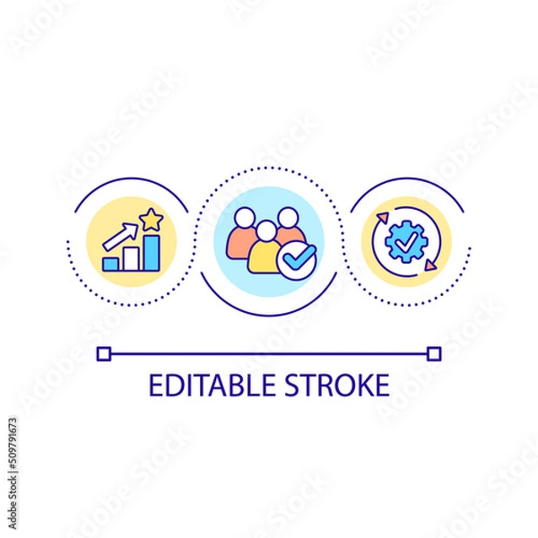 Fototapeta Improve service accessibility for users loop concept icon. Service development and growth abstract idea thin line illustration. Isolated outline drawing. Editable stroke. Arial font used