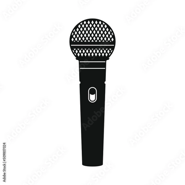 Obraz Vector isolated black microphone icon on white background