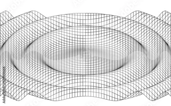 Fototapeta Vector illustration of the three dimensional representation of the sine function.