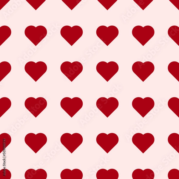 Fototapeta Seamless red heart pattern background. Vector illustration.
