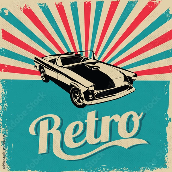 Obraz Vintage car design flyer - Grungy style vector design
