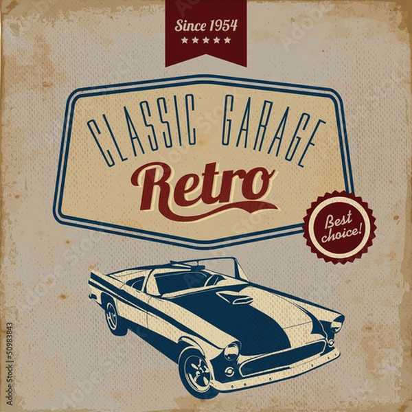 Obraz Vintage car design flyer - Grungy style vector design