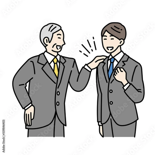 Fototapeta 褒められる男性ビジネスパーソンのイラスト